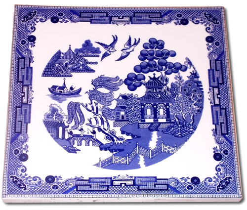 Blue Willow Ceramic Tile Hot Plate from eBay