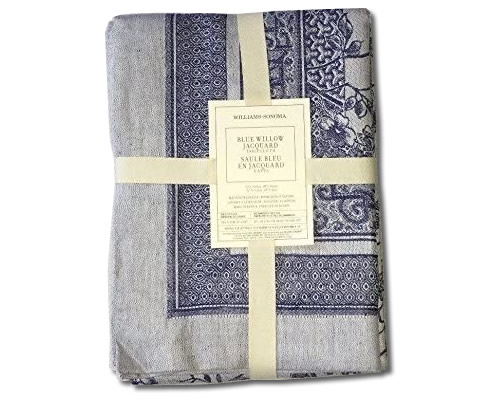 70" x 90" Cotton Linen Blend Williams-Sonoma Blue Willow Jacquard Tablecloth