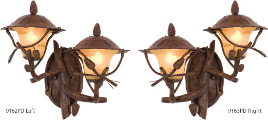 Kalco 9162PD Left and 9163PD Right Ponderosa Wall Lanterns