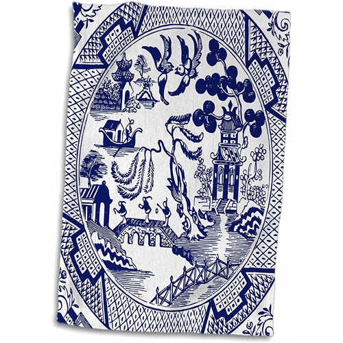 3dRose Blue Willow Pattern Hand Towel