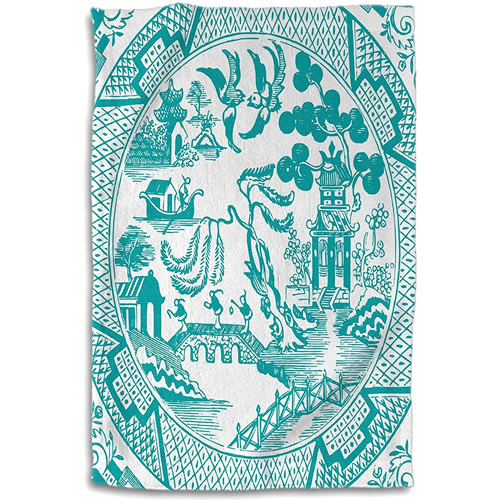 3dRose Green Willow Pattern Hand Towel