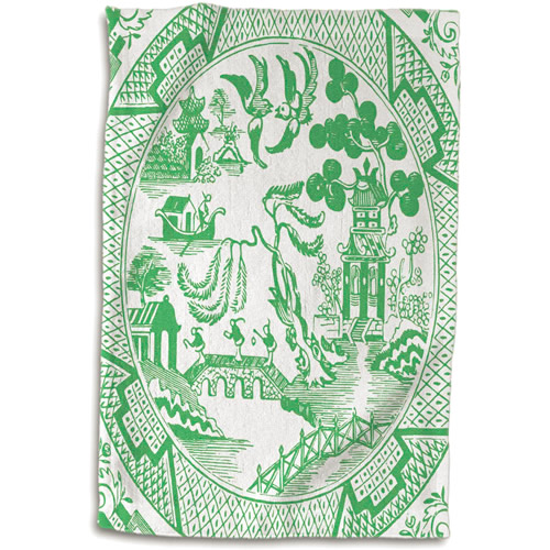 3dRose Green Willow Pattern Hand Towel