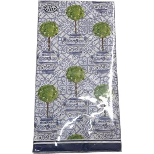 Boston International Blue Topiary Pattern Paper Guest Towels or Napkins