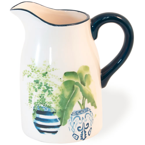 Boston International Blue Topiary Pattern Pitcher