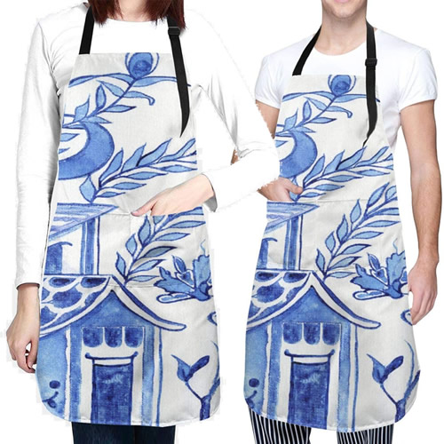 Blue Willow Pagoda Apron