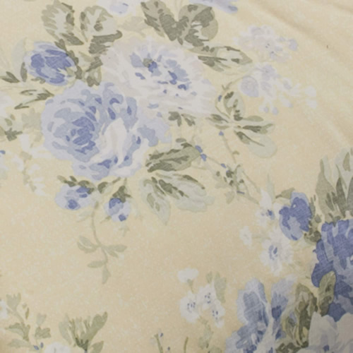 Laura Ashley Home Maybelle Print Blue and Roses and Green Leaves on Yellow