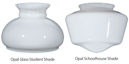 The shade for a hurricane lamp is very like the shade for a schoolhouse light.