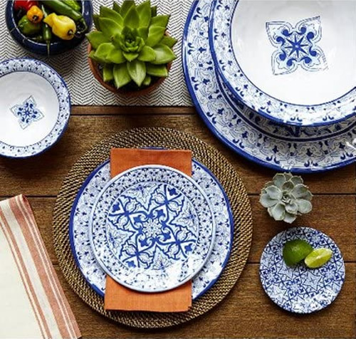 Talavera in Azul Blue and White BPA-Free Melamine 