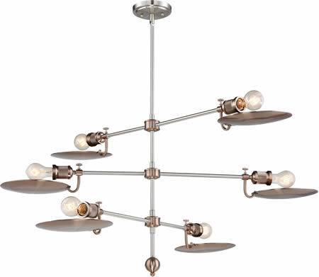 Craftmade PLNSRG: Polished Nickel and Satin Rose Gold Eclipse Industrial Age Chandelier