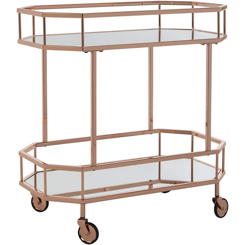 Safavieh BCT8004A Silva Rose Gold Bar Cart