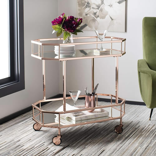 Safavieh BCT8004A Silva Rose Gold Bar Cart