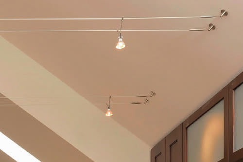 Tech Lighting K-Jane Lights Soft Turnbuckles attach the cable to the ceiling Kitchen with Cable Lighting