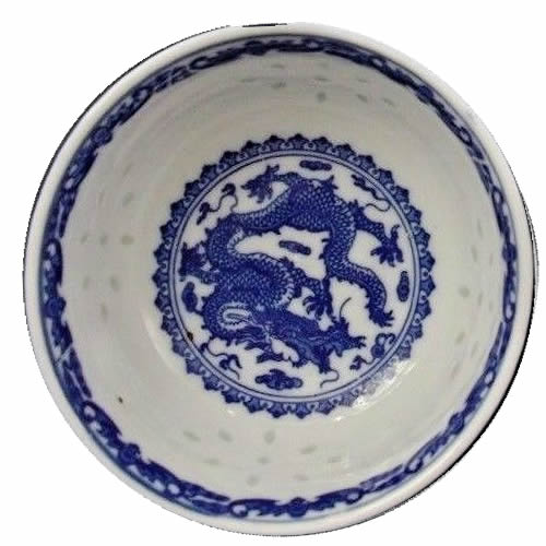 Rice Pattern China with Dragon and Transfer Border