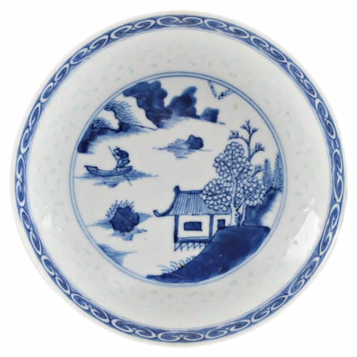 Rice Pattern China with Landscape similar to Blue Willow China