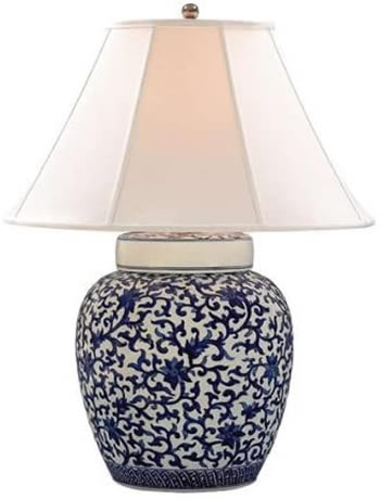 Lauren by Ralph Lauren LRL15912BWP Mandarin Floral Porcelain Table Lamp. 1 x 150 watt 3-way Medium base. 27" high x 19" wide. Lamp Body 9" wide.