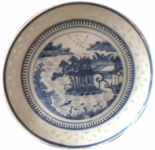 Rice Pattern China with Landscape similar to Blue Willow China