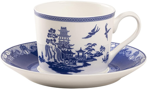 Grace Teaware Bone China Blue Willow Tea Cup and Saucer