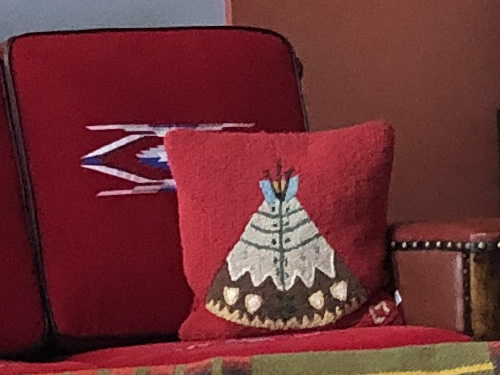 Throw pillow with a teepee