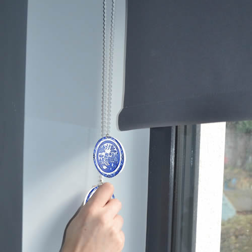 Blue Willow Plate on Blinds Pull Chain