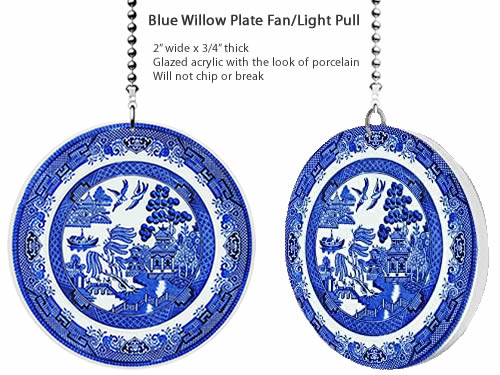 Gotham Decor Blue Willow Plate Fan Pull Ornament