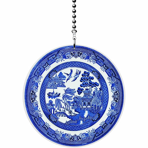 Gotham Decor Blue Willow Plate Fan Pull Ornament