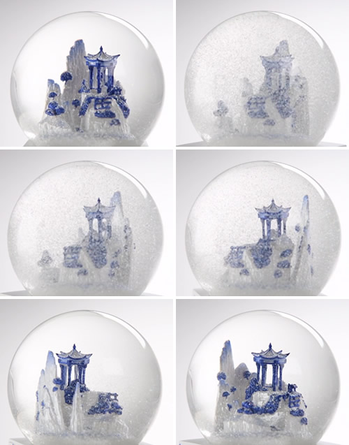 Blue Willow Snow Globe Cool Snow Globes Liz Ross and David Westby