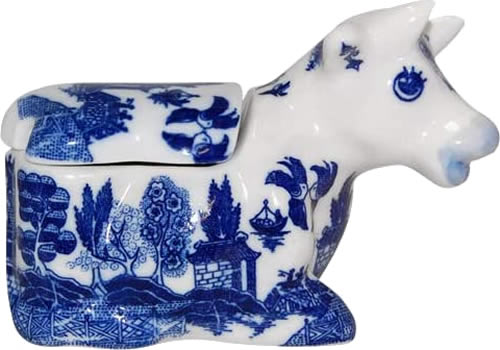 Blue Willow Cow Sugar Bowl