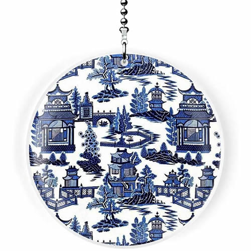 Gotham Decor Blue Willow Print Fan Pull Ornament