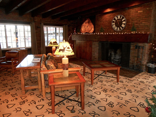 Fireside room Lobby of the Dude Rancher Lodge in Billings, Montana. Building is on the National Register of Historic Places. Photo by Montanabw