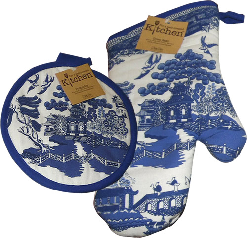 Kay Dee Designs Blue Willow Pot Holder and Oven Mitt