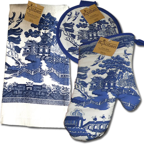 Kay Dee Designs Blue Willow Potholders, Oven Mitts and Kitchen Towels