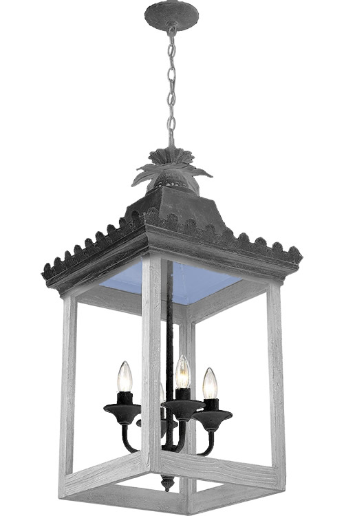 Black Socket Cluster with Dark Grey and Light Grey details on Golden Lighting 0838-4P VS Finley Oriental Pendant