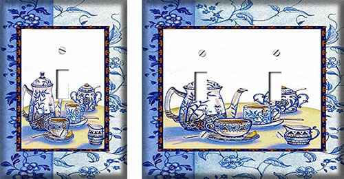 Blue Willow Teapot Switch Plate Covers