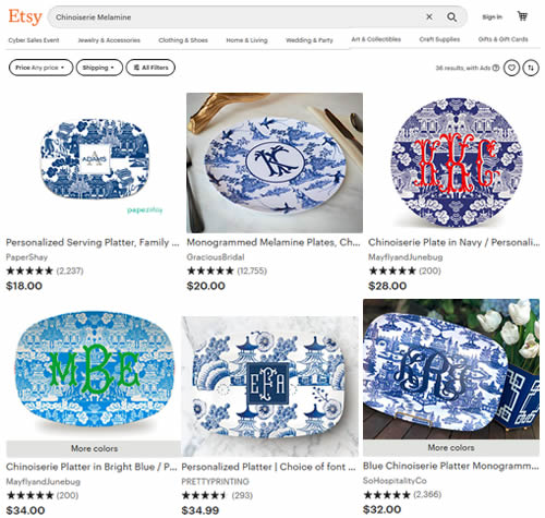 Chinoiserie Melamine on Etsy