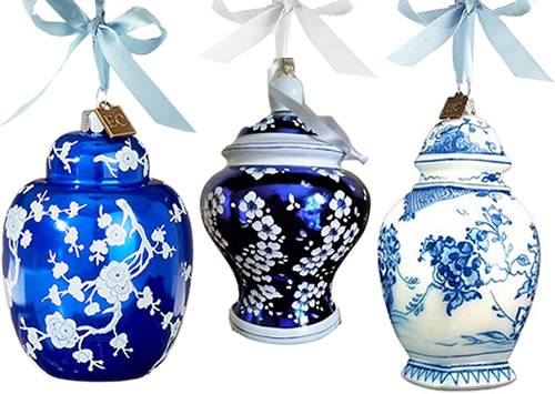 Eric Cortina Blue and White Ginger Jar Ornaments