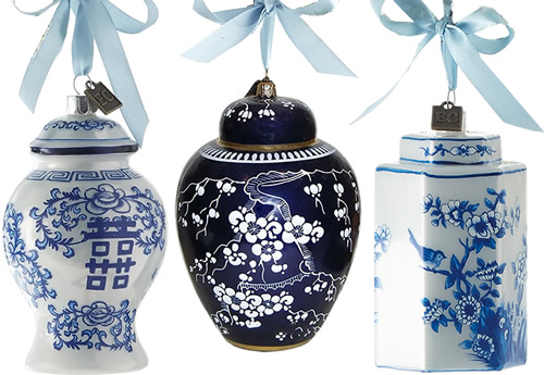 Eric Cortina Blue and White Ginger Jar Ornaments