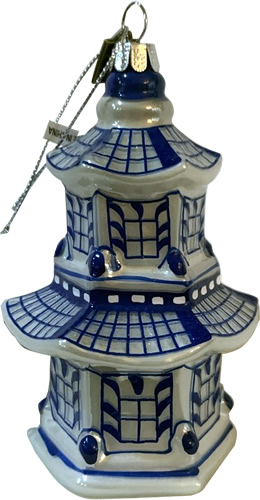 Eric Cortina Blue and White Pagoda Ornament