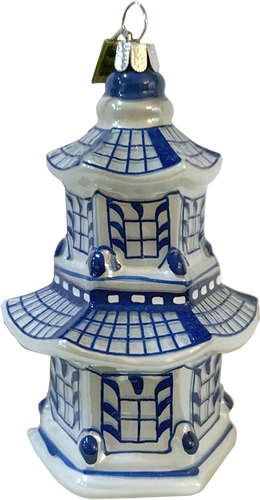 Eric Cortina Blue and White Pagoda Ornament