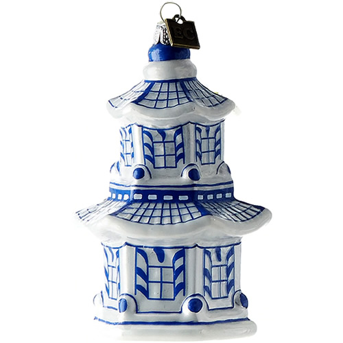 Eric Cortina Blue and White Pagoda Ornament