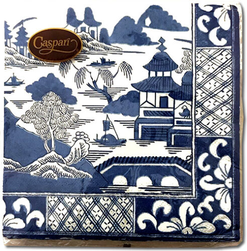 Caspari Blue Willow Paper Cocktail Napkins