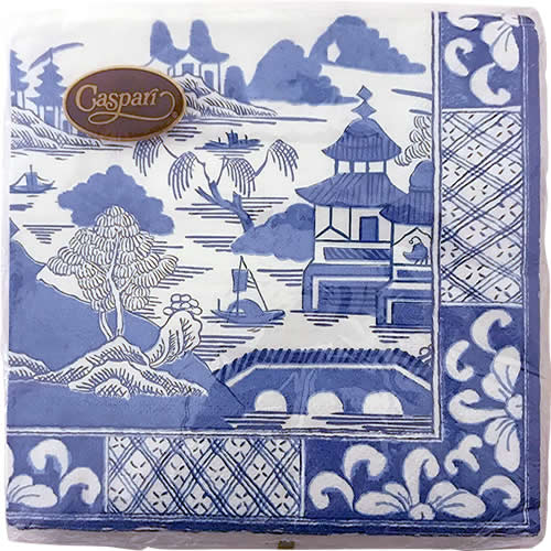 Caspari Blue Willow Paper Cocktail Napkins