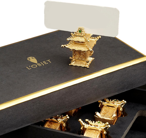 L'Objet PCH6501 Gold Pagoda Place Card Holders sold in a Set of 6 