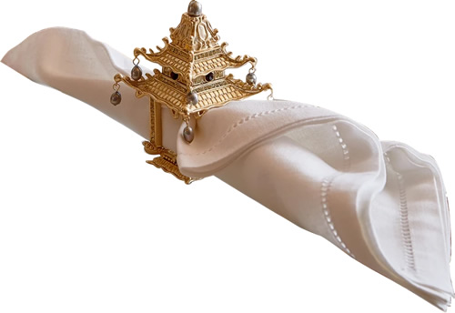 L'Objet NJ6501 Gold Pagoda Napkin Jewel Napkin Ring