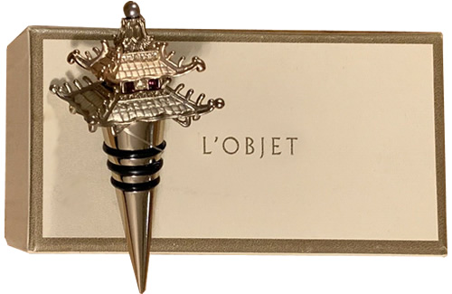 L'Objet WS6501 Gold Pagoda Wine Stopper with Presentation Gift Box