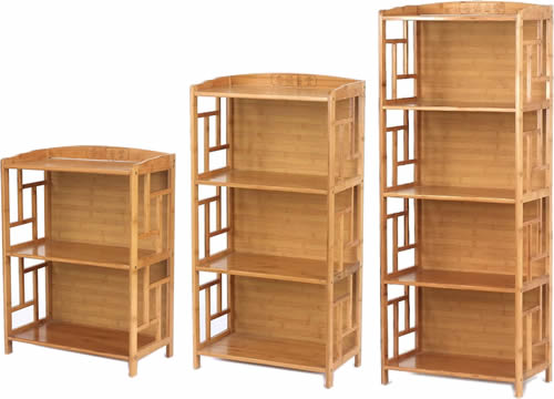 Bamboo Shelves with Chinese Characters and Lattice Sides come in 9 different sizes 