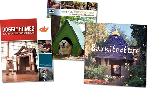 DIY Doggie Homes: Barkitecture for Your Best Friend Paperback by Matthew Klarich and Jeff Woods DIY Fun & Frisky Barkitecture, 20 Canine-Approved Dog Houses by Dawn Cusick Barkitecture: The Ultimate Guide by Fred Albert