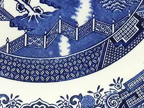 Lattice Fence on Blue Willow Plate