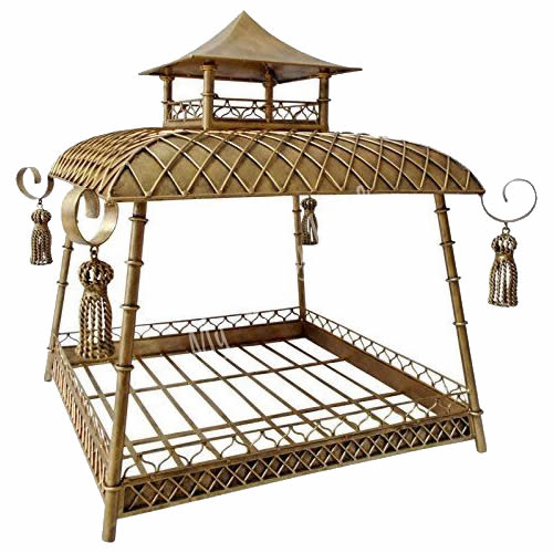 Bronze and Iron Pagoda Pet Bed with Tassels