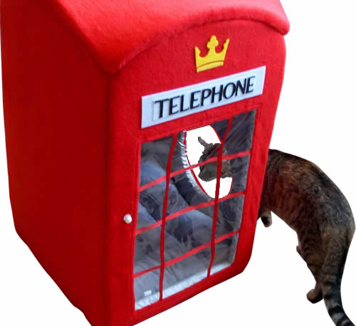 Red London Phone Booth Pet Bed for Cats or Small Dogs