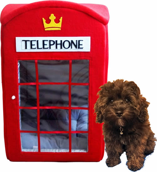 Red British Phone Booth Pet Bed for Cats or Small Dogs